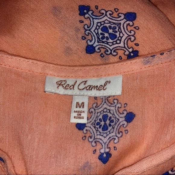 Red Camel boho chic coral and blue long sleeve Top size Medium - Picture 6 of 7